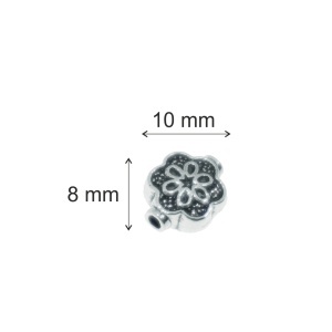 Distantier metalic argintiu inchis floare 8x10mm 10/set - Img 2