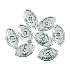 Distantier metalic argintiu ochi 9x14mm 8/set