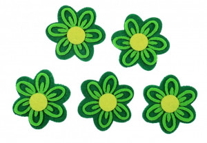 Floare pasla verde/vernil/galben cu adeziv 5cm 5/set