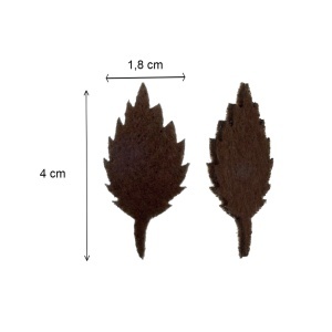 Frunza trandafir pasla maro inchis 1,8x4cm 10/set - Img 2