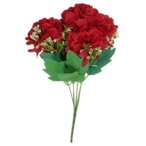 Garoafa textil si plastic rosu 30cm 5 ramificatii