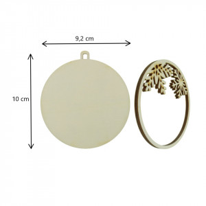 Glob placaj 1 plin pirogravat Craciun Fericit + 1 decupat 10cm - Img 3