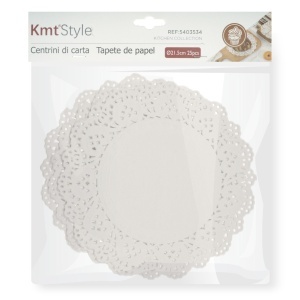 Hartie dantelata rotunda 21,5cm alba 25/set KmtStyle 5403534