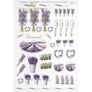Hartie de orez A4 Lavanda - buchete peisaj vaze coronite 25-30g ITD R0040