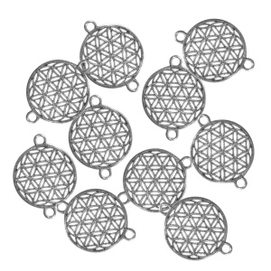 Link metalic argintiu floarea vietii 26x20mm 10/set