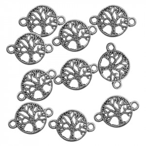 Link metalic argintiu inchis copac 22x15mm 10/set