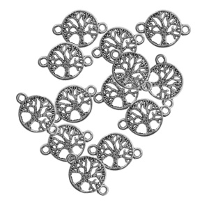 Link metalic argintiu inchis copac 22x15mm 15/set