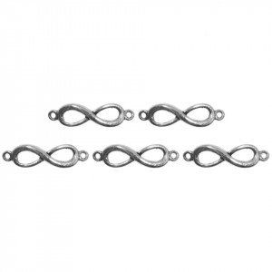 Link metalic argintiu simbol infinit 30x8mm 5/set
