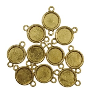 Link metalic auriu baza cabochon 19x13mm interior 9,6mm 10/set LK31