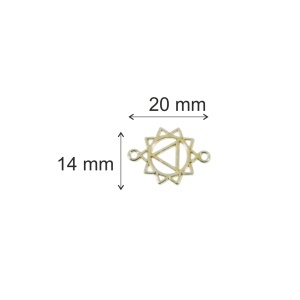 Link metalic auriu simbol chakra plexului solar - Manipura 20x14mm 15/set - Img 2
