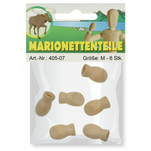 Maini lemn pentru marionete 2,2x1,2x1,2 cm 6/set Meyco 405-07