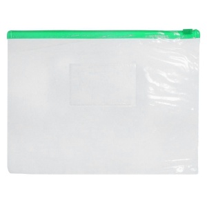 Mapa plastic transparenta cu fermoar verde A4 12 microni M401