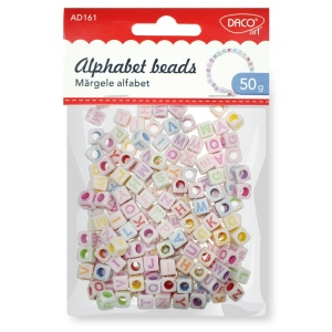 Margele plastic alfabet roz 7x7mm 50g/set Daco AD161-r