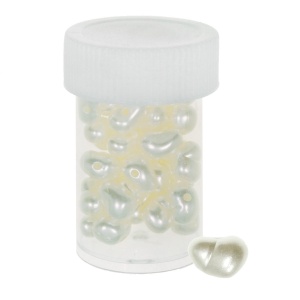Margele plastic inima ivoar sidefat 6x9mm 8,5g/borcan