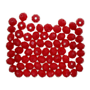 Margele sticla fatetata rondele rosu deschis lucios 6x8mm 30g