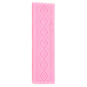 Matrita silicon dreptunghiulara decor dantela 15,5x4,5x0,6cm 825069 roz