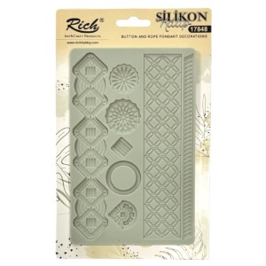 Matrita silicon dreptunghiulara model dantela si medalion 19x11,5x0,7cm Rich 17854-6 vernil