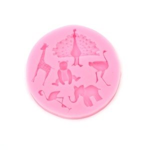 Matrita silicon rotunda animale salbatice 8,7x0,9cm 825153 roz