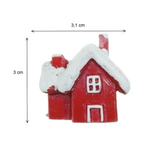 Miniatura casuta din rasina alb/rosu 2,6x3x3,1cm model 1 - Img 2