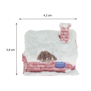 Miniatura casuta inzapezita din rasina alb/rosu deschis 2,7x3,8x4,2cm - Img 2