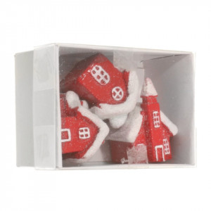 Miniatura casuta rasina rosie acoperis alb 3-3,5cm 3 modele/cutie Canea RD-2251-53