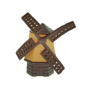 Miniatura moara de vant din plastic maro/galben 1,8x3x4cm