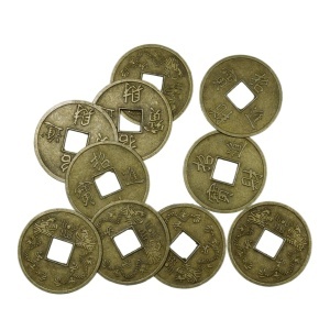 Moneda chinezeasca Feng Shui metal bronz 1,4cm 20/set