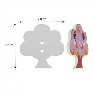 Nasture lemn multicolor copac cu decor 2,8x2,8cm 10/set 126080 - Img 2