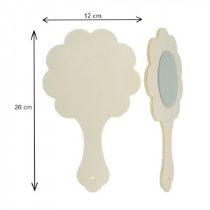 Oglinda rotunda pe suport placaj floare cu maner 20x12cm - Img 2