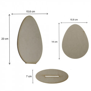 Ou mdf 20x15,6/14x10,8cm cu suport 15,8x7cm 3piese/set - Img 2