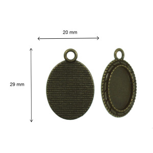 Pandantiv baza bronz 20x29mm pentru cabochon oval 13x18mm 4/set P111 - Img 2