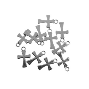 Pandantiv metalic argintiu cruciulita 10x15mm 10/set