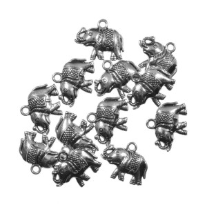 Pandantiv metalic argintiu elefant 18x15mm 12/set