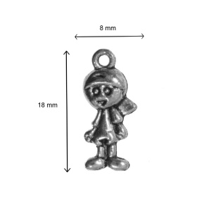 Pandantiv metalic argintiu fetita 8x18mm 3/set - Img 2