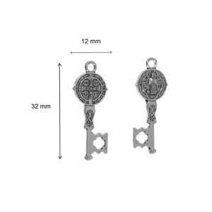 Pandantiv metalic argintiu inchis cheita 12x32mm 8/set - Img 2
