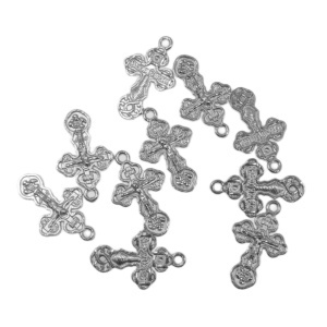 Pandantiv metalic argintiu inchis cruciulita 11x18mm 10/set
