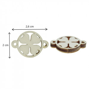 Pandantiv trifoi placaj natur decupat 2x2,6cm 5/set - Img 2