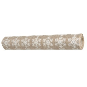 Panza iuta natur cu imprimeu fulgi albi 28cm x 3m/rola Canea YXR-04PL1654_02 - Img 3
