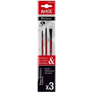 Pensula sintetica varf rotund/drept coada scurta 3/set Artix 3-7-10 PP391-01 - Img 1