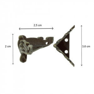 Picior metalic bronz pentru cutie 2,5x2,5x3,5x2cm X107 - Img 2