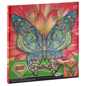 Pictura cu diamante panza pe sasiu 30x30x1,5cm Fluture Creative Craft 260009