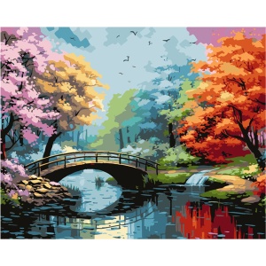 Pictura pe numere cu 24 culori acrilice si 3 pensule 40x50x1,6cm Niki4 - Pod KINPL8511