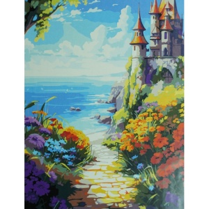 Pictura pe numere cu 24 culori acrilice si 3 pensule 40x50x1,6cm Niki4 -Castel KINPL8440