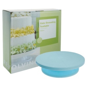 Platou rotativ plastic pentru decorare prajituri 28x7cm bleu