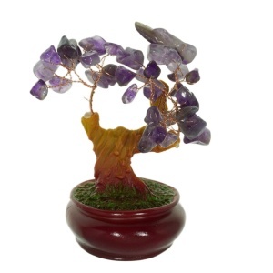 Pom decorativ in ghiveci cu pietre semipretioase chips Ametist 11x13cm SS91A