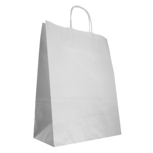 Punga hartie craft alb interior alb maner rasucit 26x12x35cm Colorarte P3447
