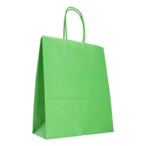 Punga hartie craft verde interior alb maner rasucit 18x8x22cm Colorarte P2921