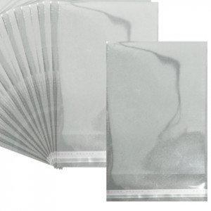 Punga transparenta cu clapeta adeziva 22x31/35cm 50/set