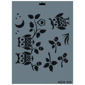 Sablon plastic Bufnite pe creanga 25x35cm Rich NEW 303