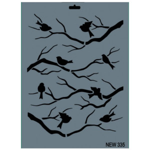 Sablon plastic Pasari pe crengi 25x35cm Rich NEW 335